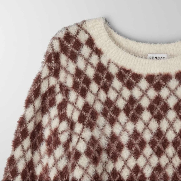 🔻 Aritzia Sunday Best Kitten Argyle Cropped Sweater - Picture 4 of 10